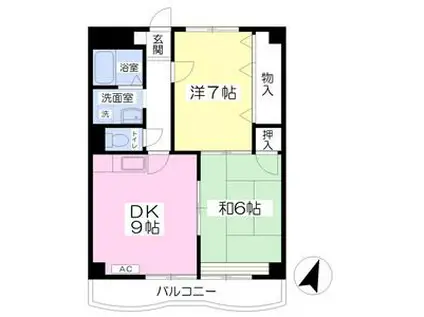 シルフいしかわ(2DK/6階)の間取り写真