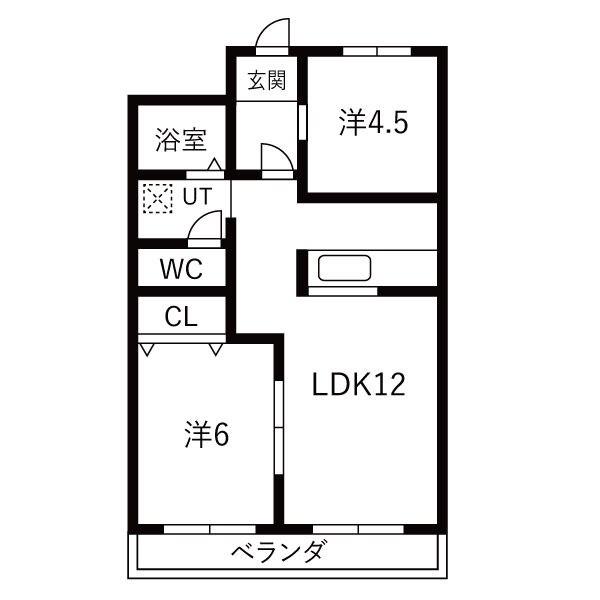 コトブキ第1ビル(2LDK/4階)の間取り写真