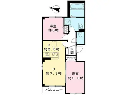 エルキュール東品川(2LDK/4階)の間取り写真