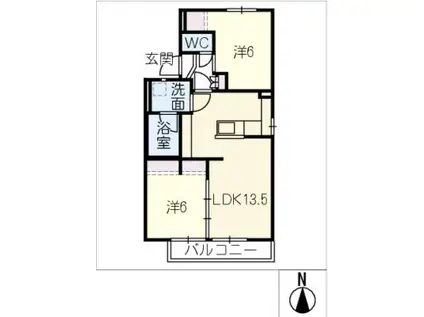 ヴィラなみよせ(2LDK/2階)の間取り写真