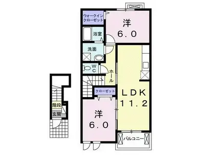 セレーノB(2LDK/2階)の間取り写真
