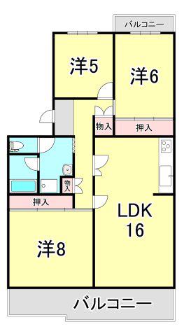 中落合第一四五三号棟(3LDK/5階)の間取り写真