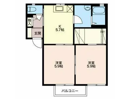 メゾン リュミエールB(2SDK/2階)の間取り写真