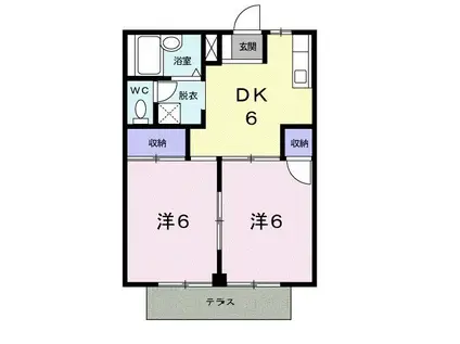 ラフォーレミキ(2DK/1階)の間取り写真