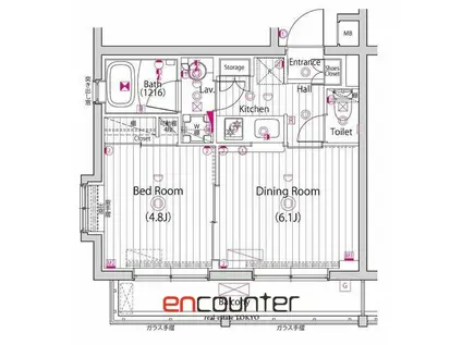 ガーラ・ヒルズ氷川台(1DK/2階)の間取り写真