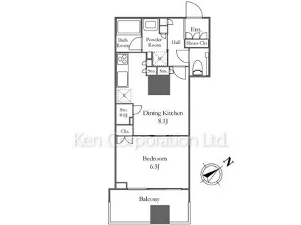 プラウドシティ蒲田(1DK/6階)の間取り写真