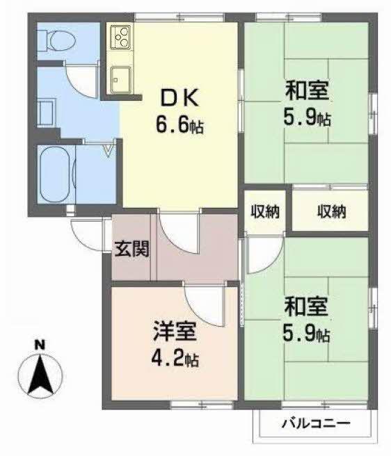 フレグランスロゼ(3DK/2階)の間取り写真