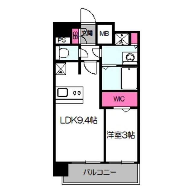 プレサンス京橋GREEN YARDアルミラ(1LDK/8階)の間取り写真