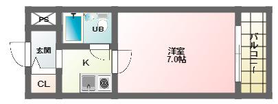 カプコン北田辺マンション(1K/6階)の間取り写真