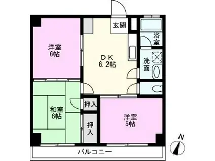 TSハイツA(3DK/2階)の間取り写真
