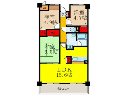 ジャルダン平田(3LDK/1階)の間取り写真