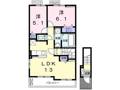 イーストIII(2DK/2階)の間取り写真