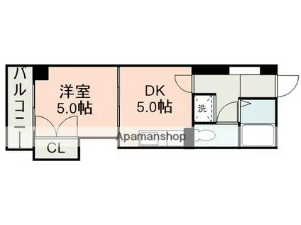 ドムス水前寺(1DK/2階)の間取り写真