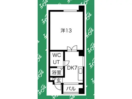 パークサイドオザワ(1DK/7階)の間取り写真