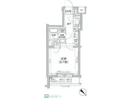 アイルプレミアム笹塚ウエスト(1K/1階)の間取り写真