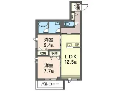 アマーブレ祐天寺(2LDK/2階)の間取り写真