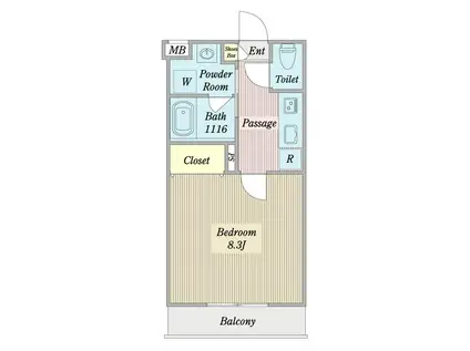 フォレスト リオ(1K/2階)の間取り写真
