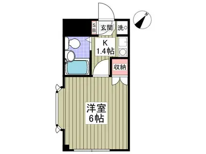 トワイライトビル(ワンルーム/2階)の間取り写真