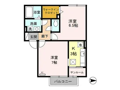 サンシャイン(2K/1階)の間取り写真