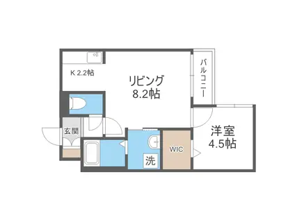 クチュール豊平公園(1LDK/4階)の間取り写真