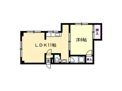 GLANZ II(1LDK/1階)の間取り写真