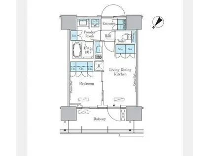 HARUMI FLAG PORT VILLAGE C棟(1LDK/12階)の間取り写真
