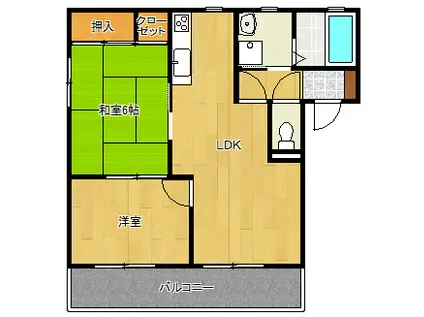 クローバーハウスC(2LDK/1階)の間取り写真