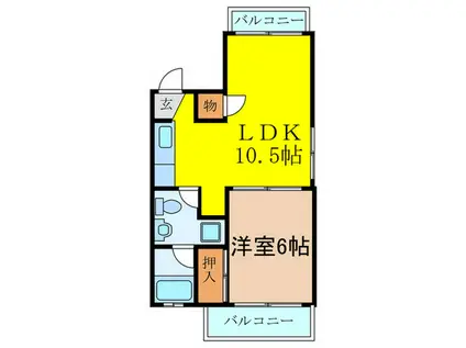 CATENA豊里(1LDK/3階)の間取り写真