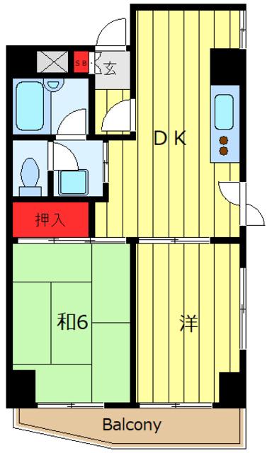 アーバンハウス宮地(2DK/7階)の間取り写真