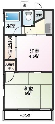 宮下荘(2K/2階)の間取り写真