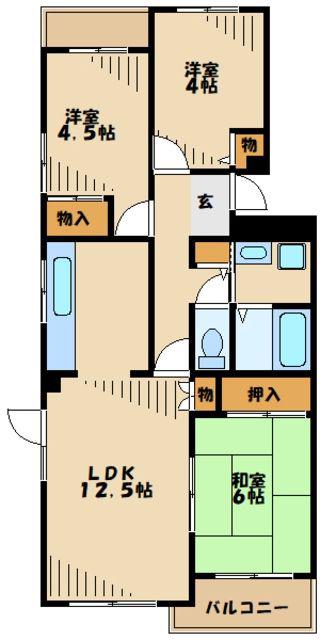 コーポレート南大沢(3LDK/3階)の間取り写真