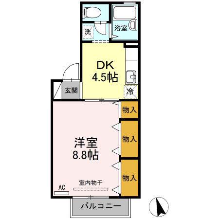 フロラシオン川内 I棟(1DK/1階)の間取り写真