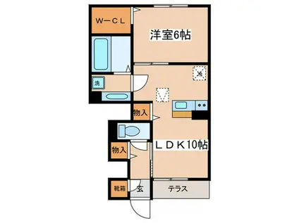 ルリアン(1LDK/1階)の間取り写真