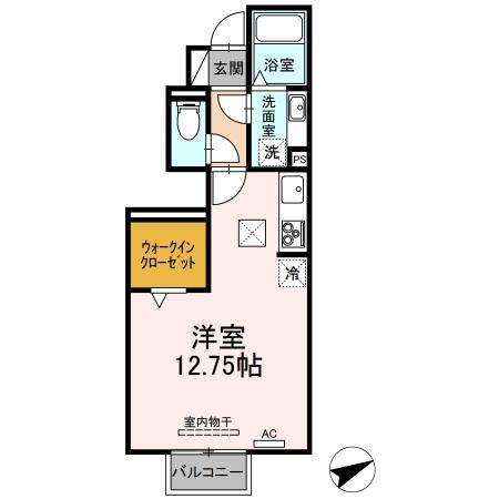 ラフィネ藤川(ワンルーム/1階)の間取り写真