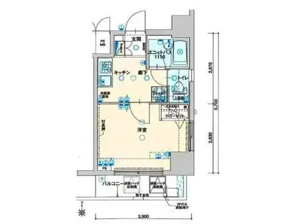 ヴェルト三軒茶屋II(1K/6階)の間取り写真