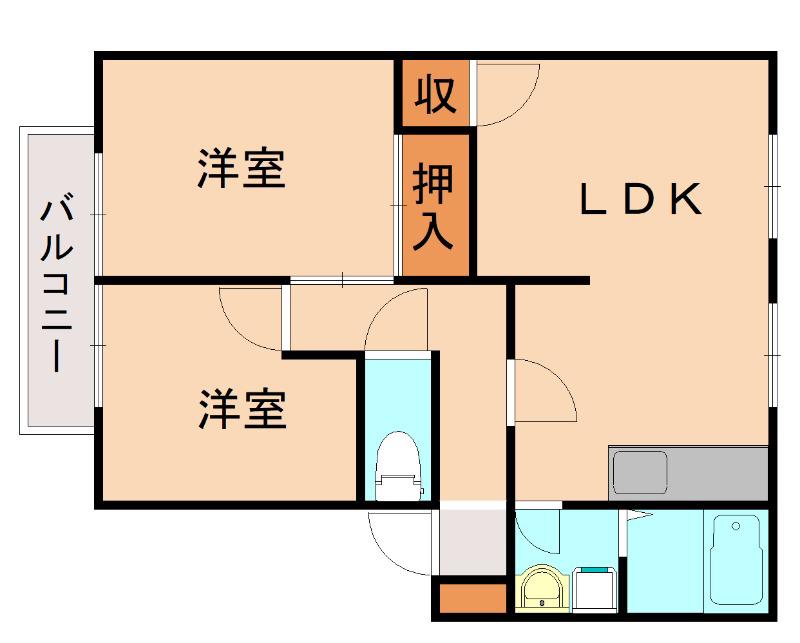 フレグランス大神(2LDK/2階)の間取り写真