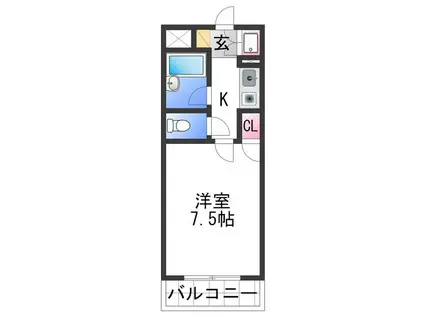 シャルマンフジ中之島壱番館(1K/2階)の間取り写真