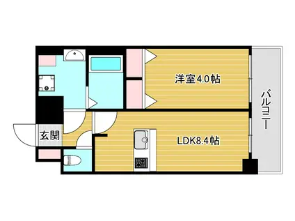 プレサンス南堀江ザ・センス(1LDK/13階)の間取り写真