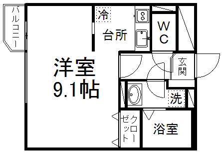 ヴィラコート小田原(1K/2階)の間取り写真