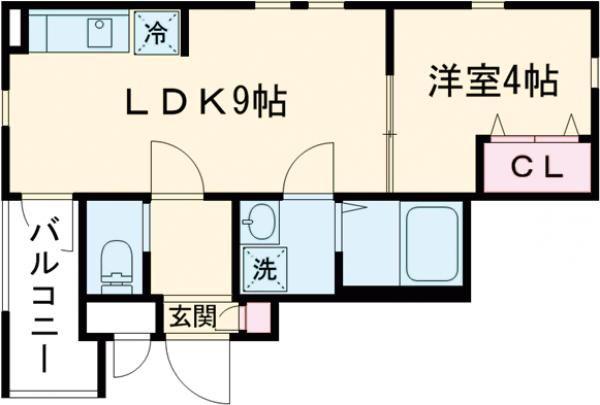 NEO中村(1LDK/2階)の間取り写真