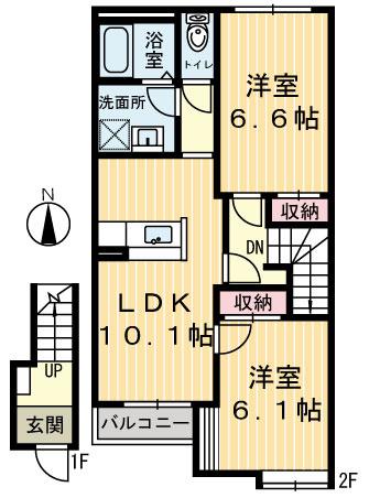 シルフィード(2LDK/2階)の間取り写真