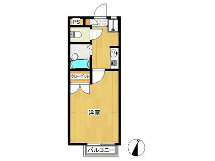 セゾンハラデII(1K/2階)の間取り写真