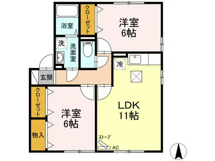 ドルチェ悠遊(2LDK/1階)の間取り写真