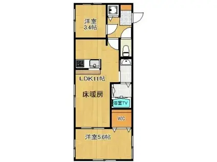 カサブランカ(2LDK/2階)の間取り写真