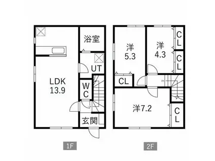 カトル.ヴァン中野 ABCD棟(3LDK/1階)の間取り写真