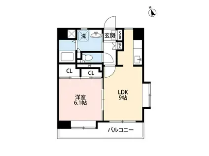 VINCENTE黒髪(1LDK/3階)の間取り写真