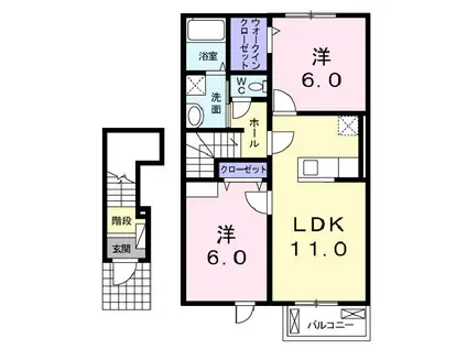 ポポロIV(2LDK/2階)の間取り写真