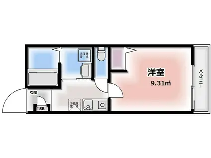 T´SCUORE西調布(1K/2階)の間取り写真