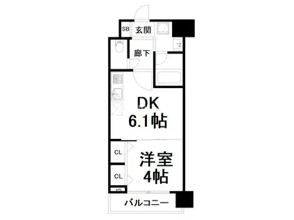 ベラジオ雅び烏丸十条II(1DK/5階)の間取り写真