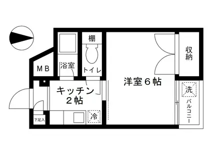 カシータデ中台(1K/2階)の間取り写真